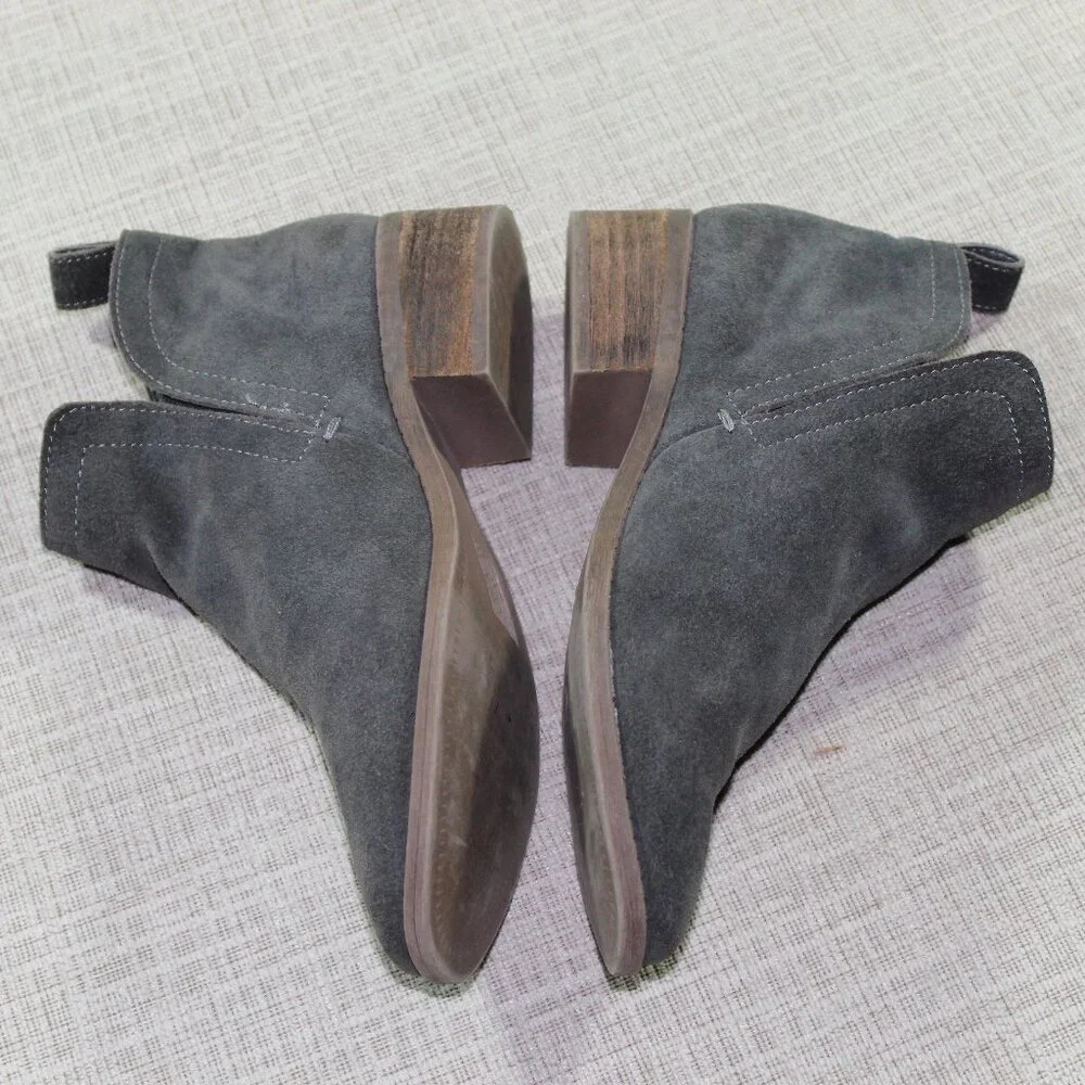 Dolce Vita Size 7.5 Tivon Ankle Boots Suede Uppers Charcoal Grey Split Sides